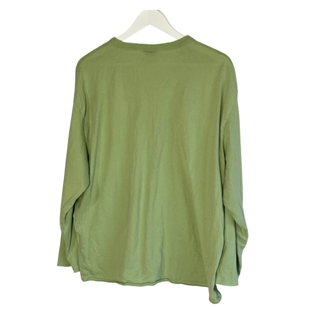 URBAN OUTFITTERS Med Varsity Vintage Sporty Graphic V-Neck Long Sleeve Tee Green - Picture 3 of 13